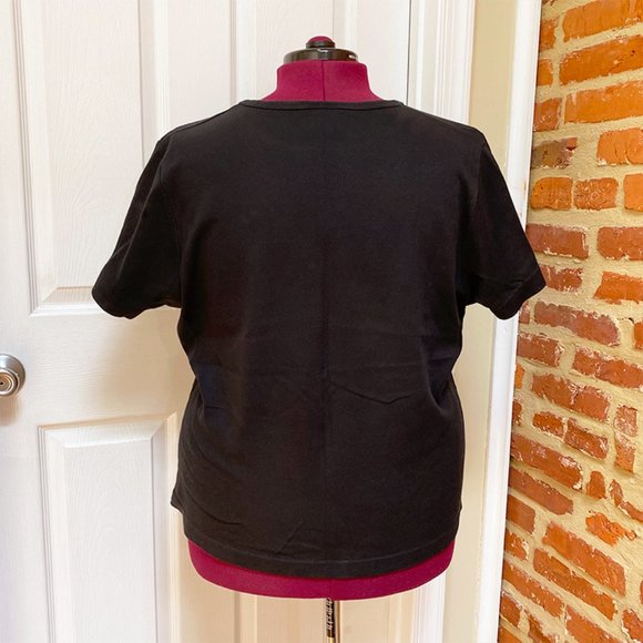 Lucky 13 Black Short Sleeve Tee with Rockabilly Style Pink Flaming Hearts Logo - Picture 3 of 4